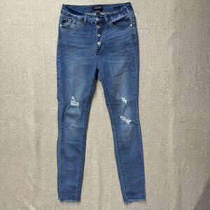 Judy Blue Jeans Womens  9/29  Skinny Fit Blue Denim Stretch Distressed High Rise